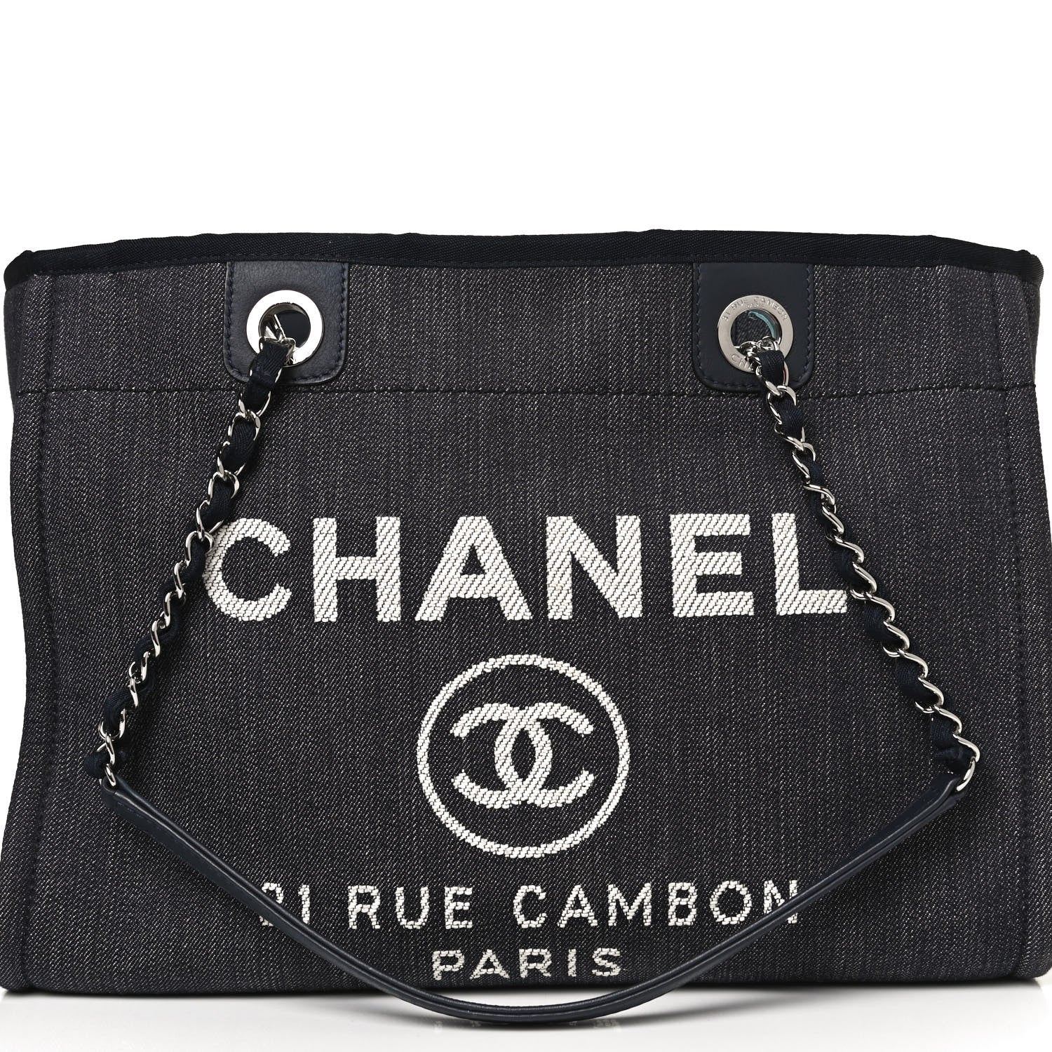 Chanel Denim Small Deauville Tote Dark Blue 8 of 14