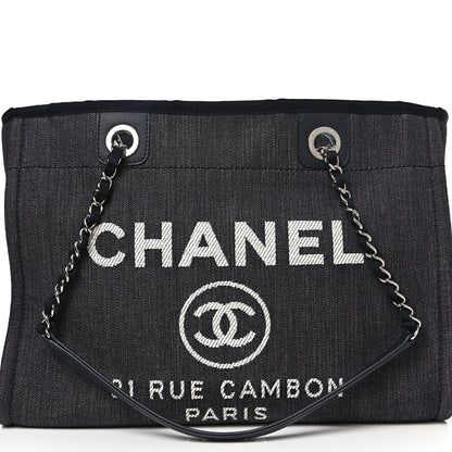 Chanel Denim Small Deauville Tote Dark Blue 8 of 14