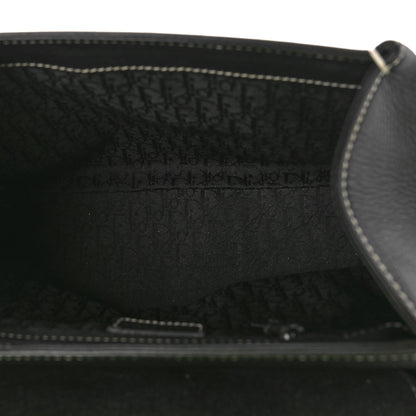 Christian Dior Calfskin Saddle Top Handle Satchel Black 5 of 10