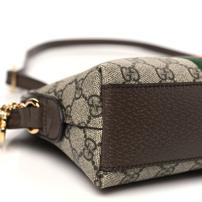 Gucci GG Supreme Monogram Textured Dollar Calfskin Web Small Ophidia Dome Shoulder Bag Beige Ebony New Acero 9 of 10