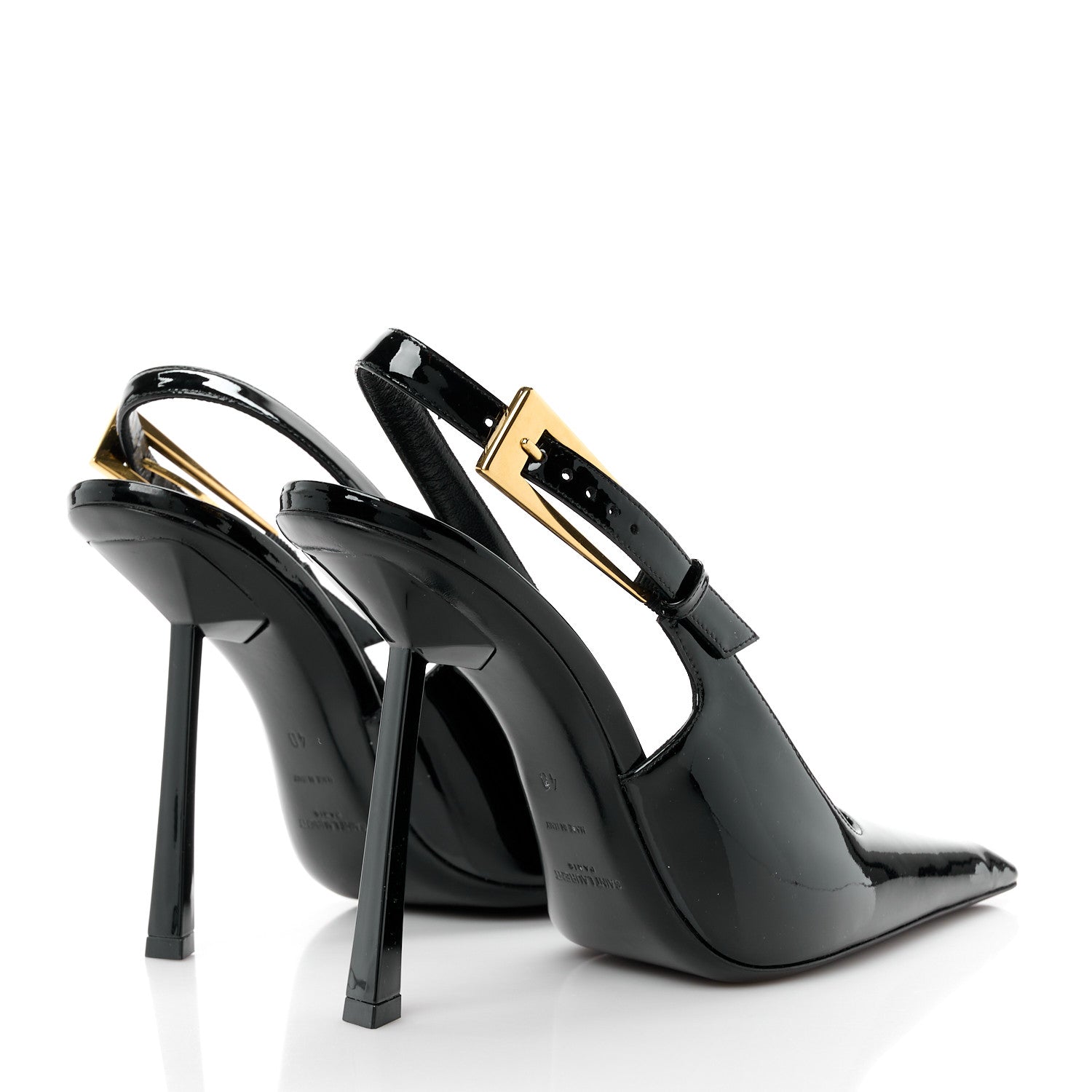 Saint Laurent Glazed Calfskin Lee Slingback Pumps 40 Black 4 of 8