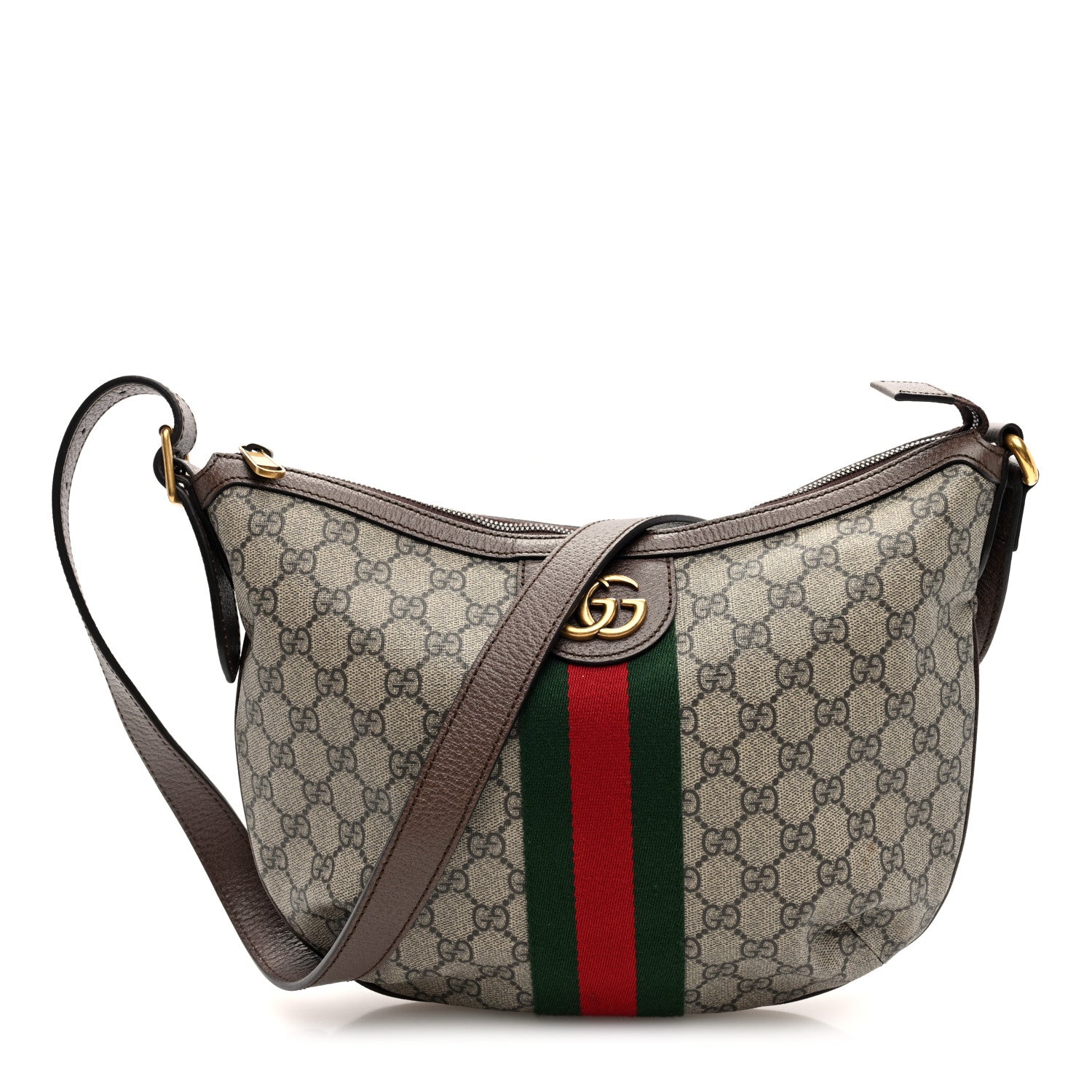 Gucci GG Supreme Monogram Web Small Ophidia Half Moon Hobo Brown 1 of 10