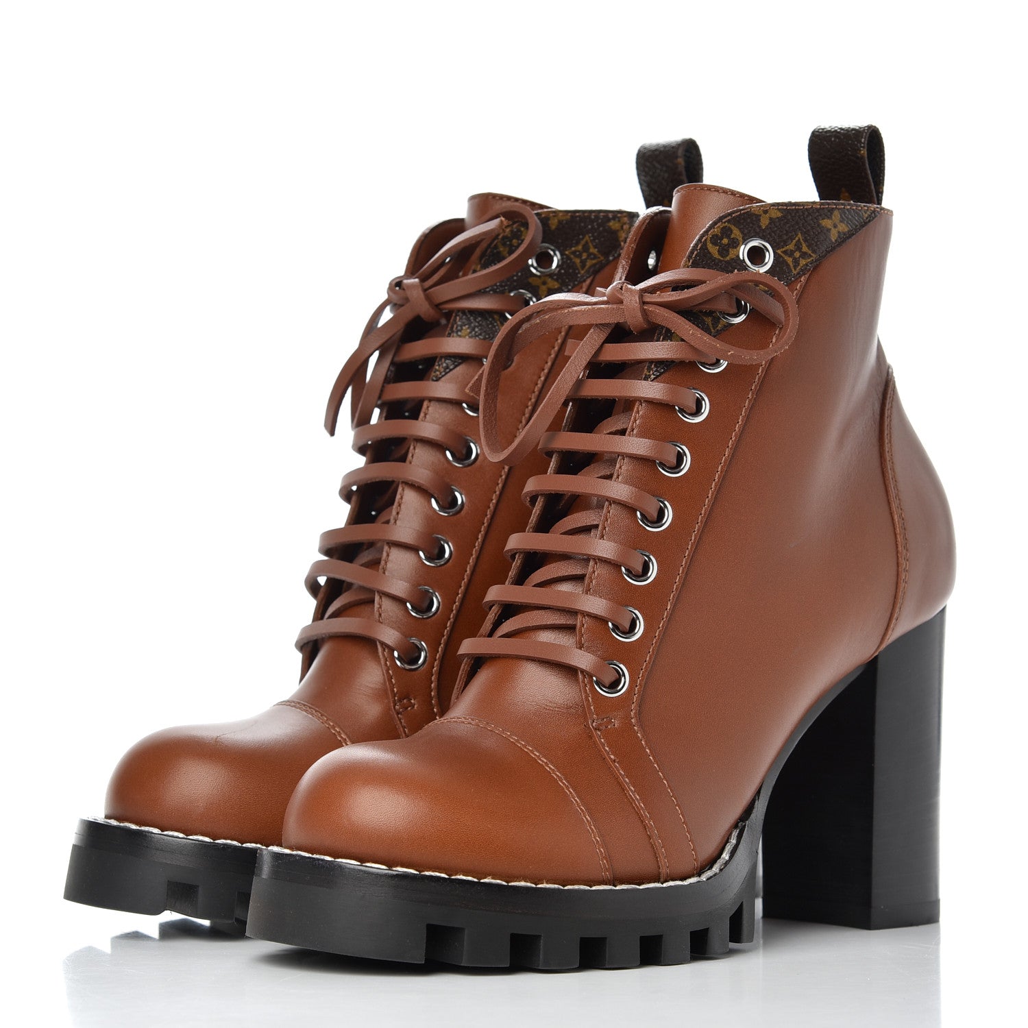 Louis Vuitton Calfskin Monogram Star Trail Ankle Boots 36 Cognac 3 of 12