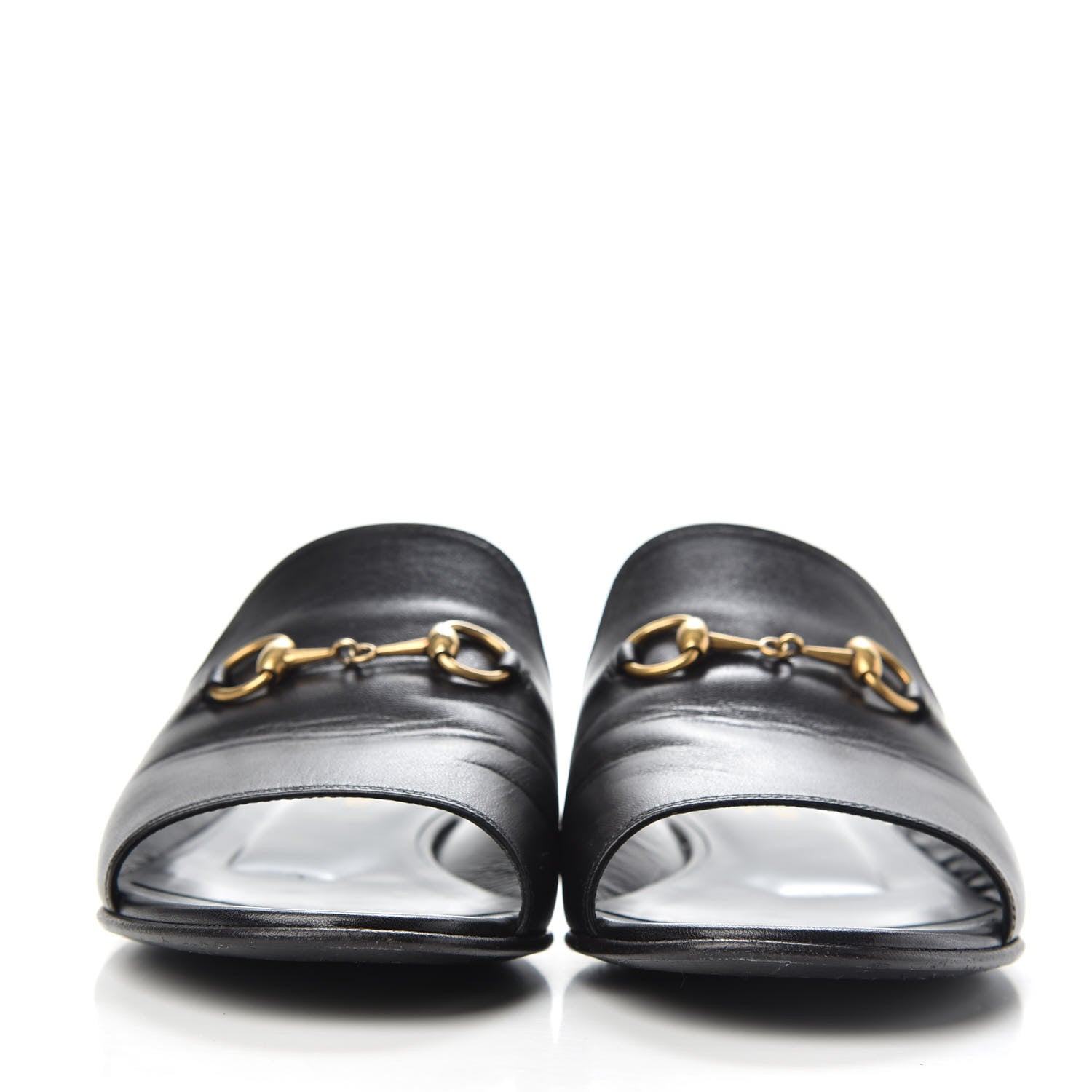 Gucci Malaga Kid Horsebit Slide Sandals 37.5 Black 2 of 11