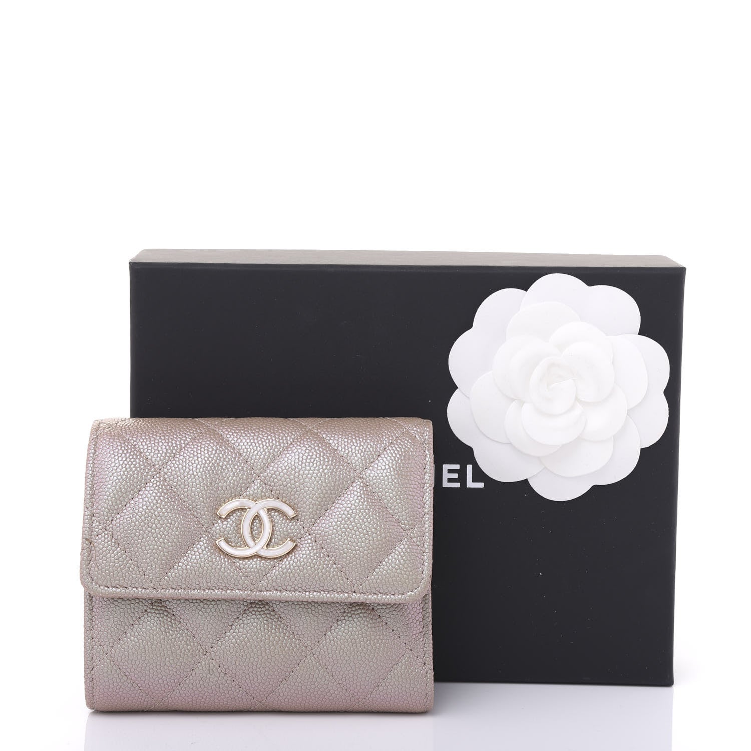 Chanel Iridescent Caviar Quilted Small Flap Wallet Beige 10 of 10