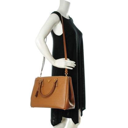 Prada Saffiano Medium Galleria Double Zip Tote Caramel 2 of 9