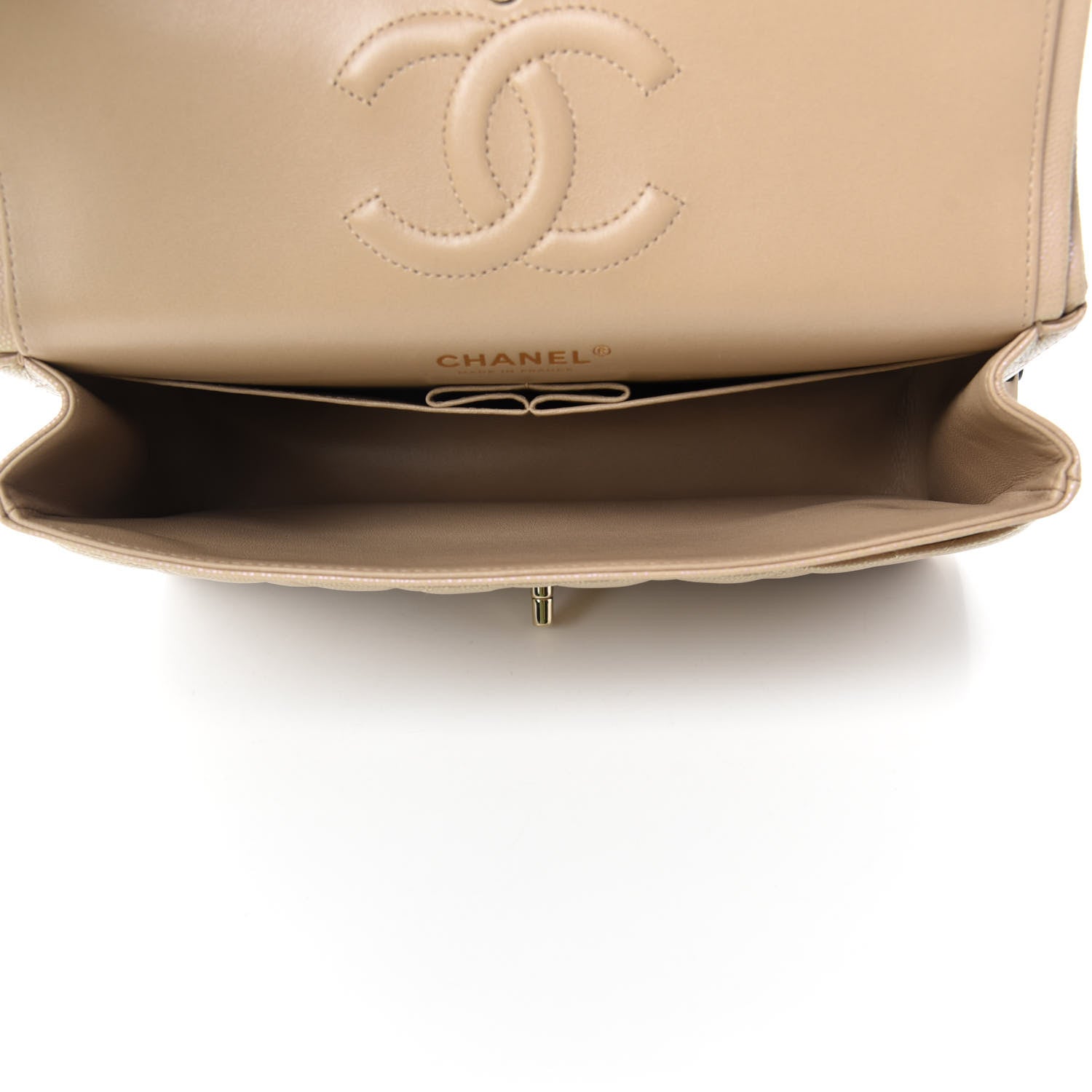 Chanel Iridescent Caviar Quilted Medium Double Flap Dark Beige 5 of 11