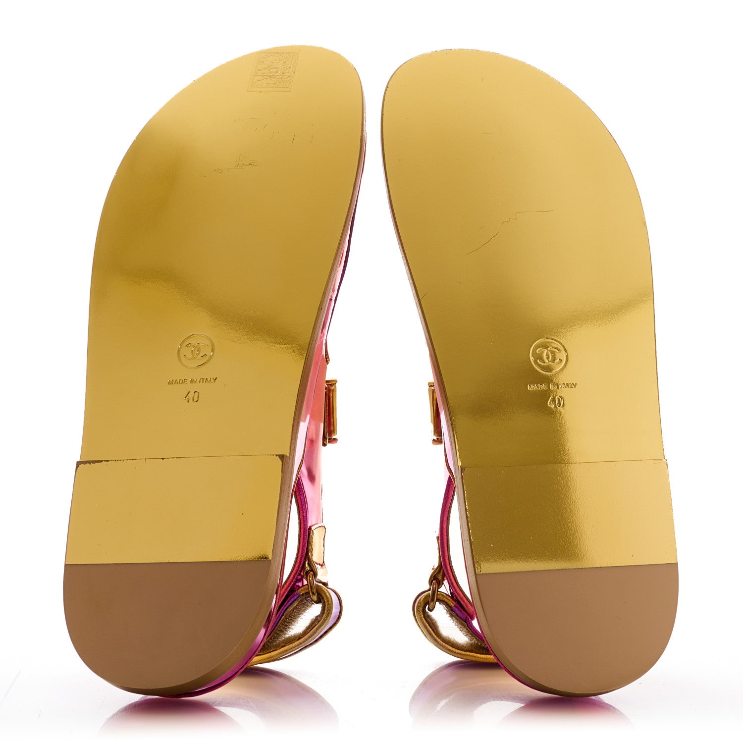 Chanel Metallic Laminated Calfskin Crystal Star CC Velcro Dad Sandals 40 Gold Multicolor 6 of 10