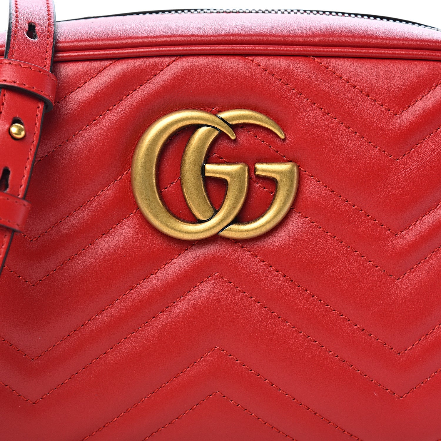 Gucci Calfskin Matelasse Small GG Marmont Chain Shoulder Bag Hibiscus Red 9 of 10