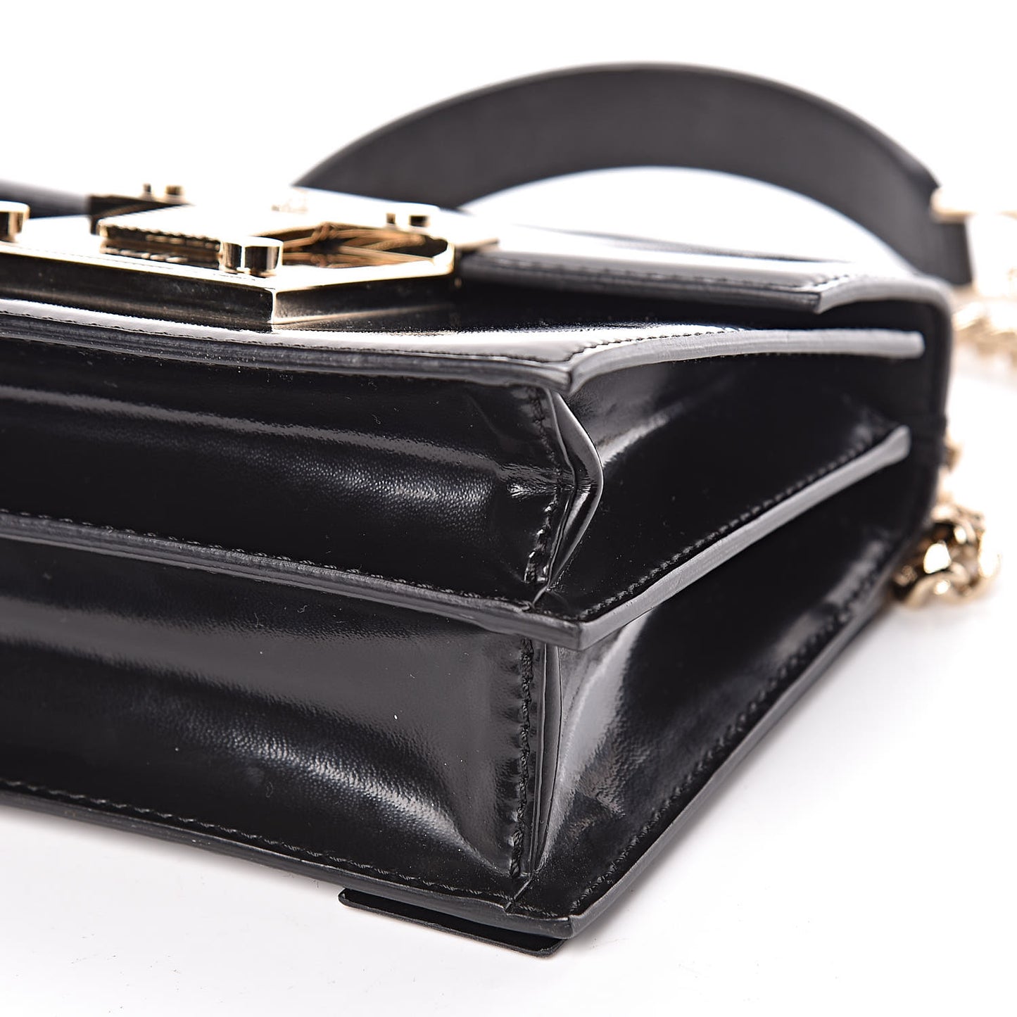 Patent Small Diamante Flap Black