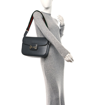 Gucci Azalea Calfskin Web Horsebit 1955 Shoulder Bag Graphite Grey 2 of 10