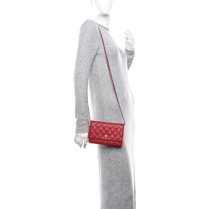 Chanel Caviar Quilted Wallet on Chain WOC Red 2 of 11
