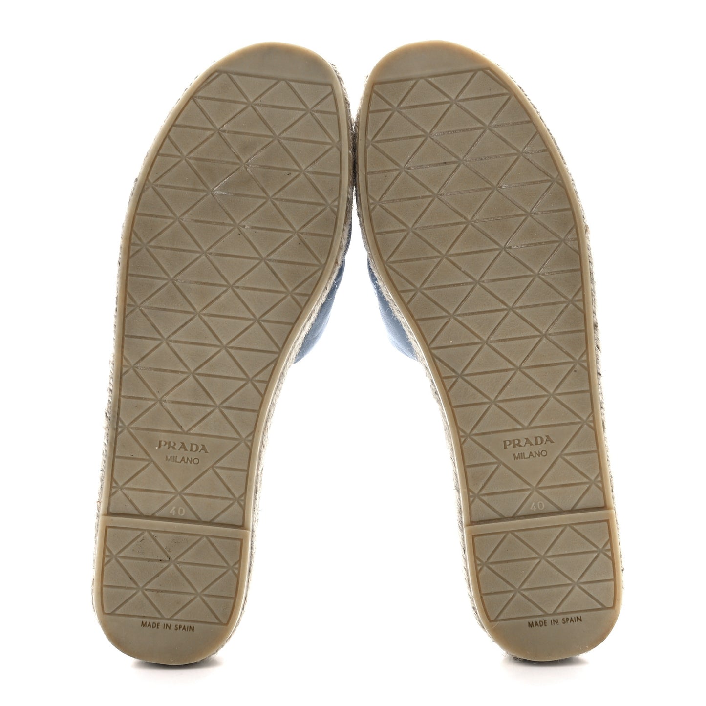 Nappa Logo Quilted Espadrille 20mm Slide Sandals 40 Celeste
