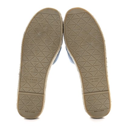 Prada Nappa Logo Quilted Espadrille 20mm Slide Sandals 40 Celeste 5 of 9