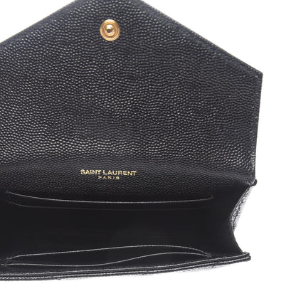 Saint Laurent Grain De Poudre Matelasse Chevron Small Monogram Envelope Wallet Black 5 of 7