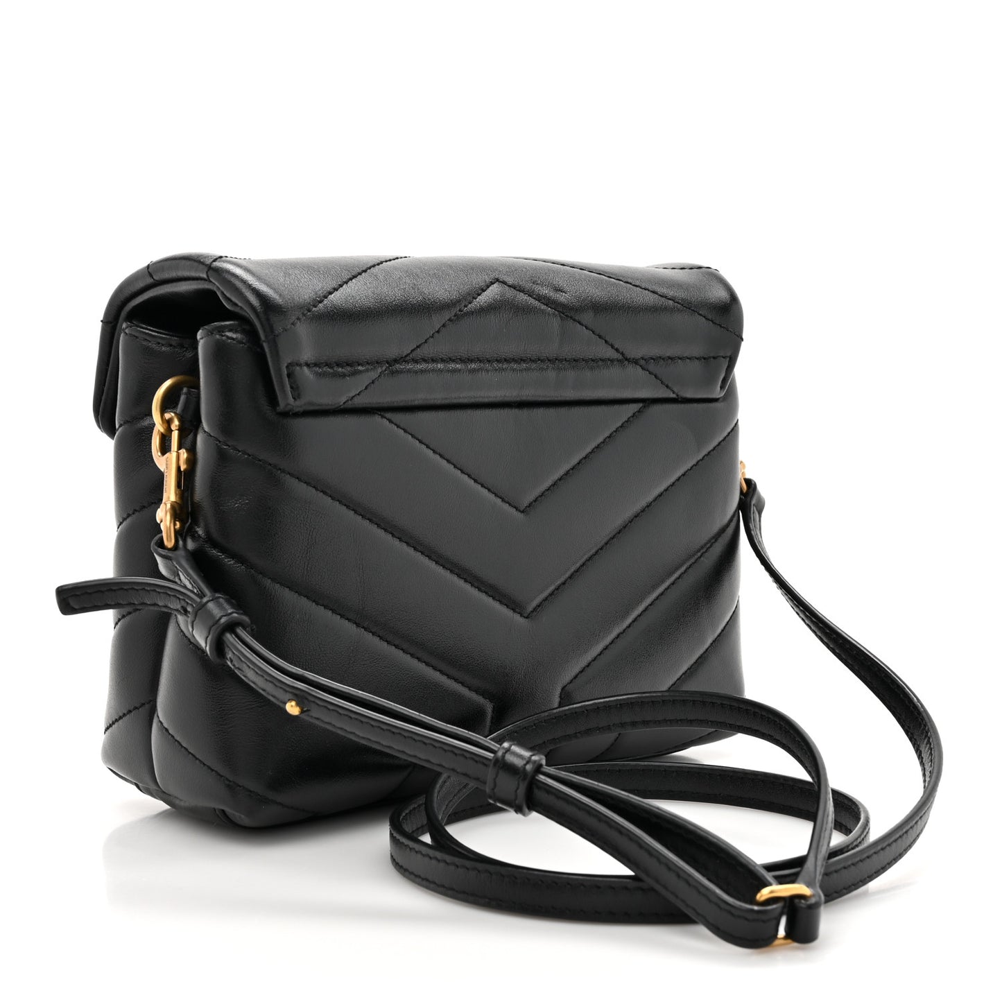 Calfskin Y Quilted Monogram Toy Loulou Crossbody Bag Black