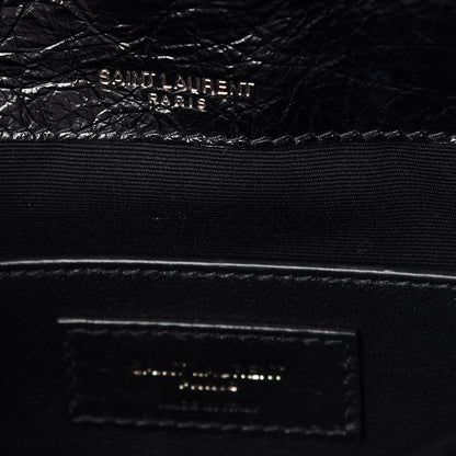 Saint Laurent Crinkled Calfskin Matelasse Monogram Baby Niki Chain Satchel Black 9 of 11