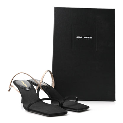 Saint Laurent Satin Slingback Jaspe 55 Sandals  37 Black Partridge Pink 9 of 9