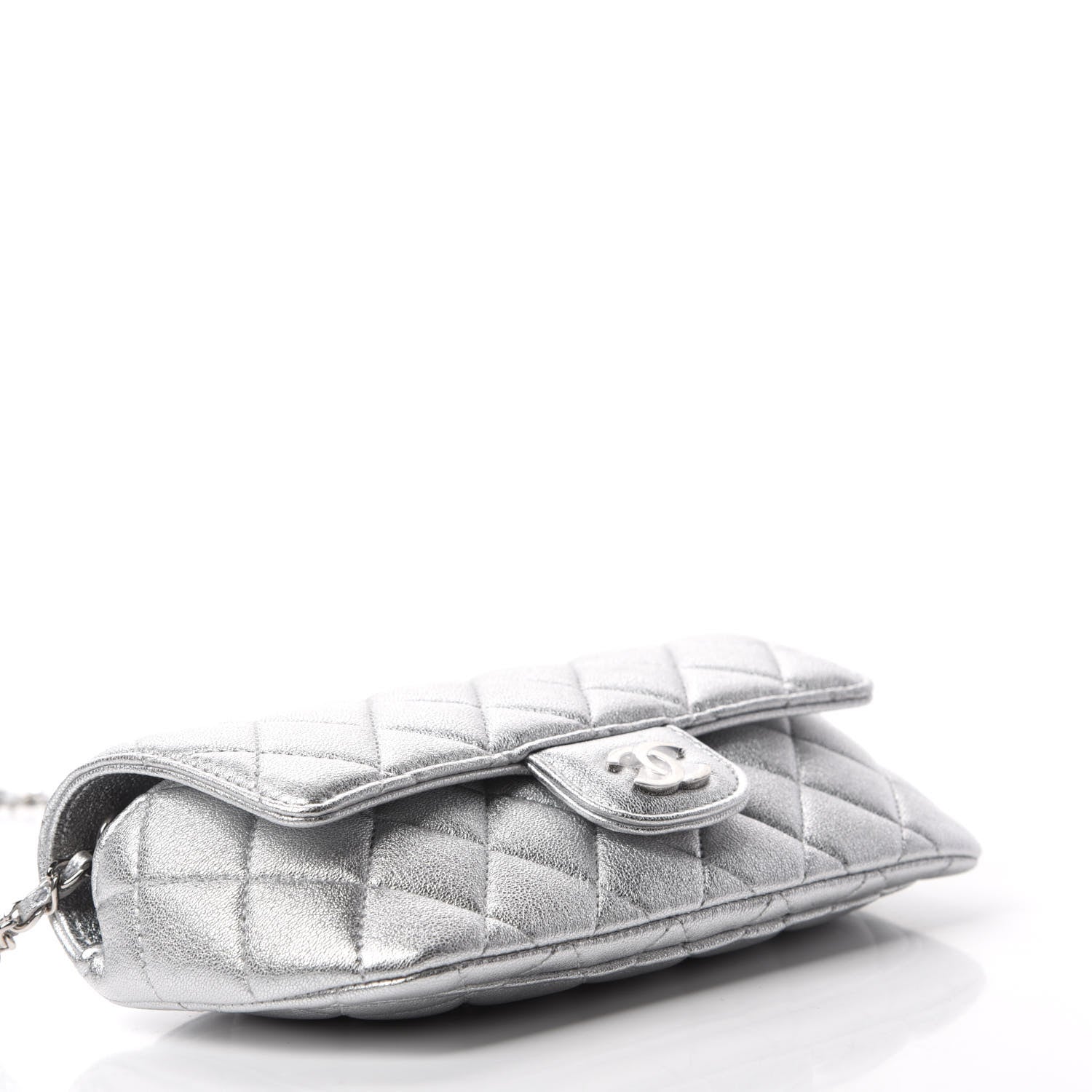 Chanel Metallic Lambskin Quilted Glasses Case With Chain Silver 4 of 11