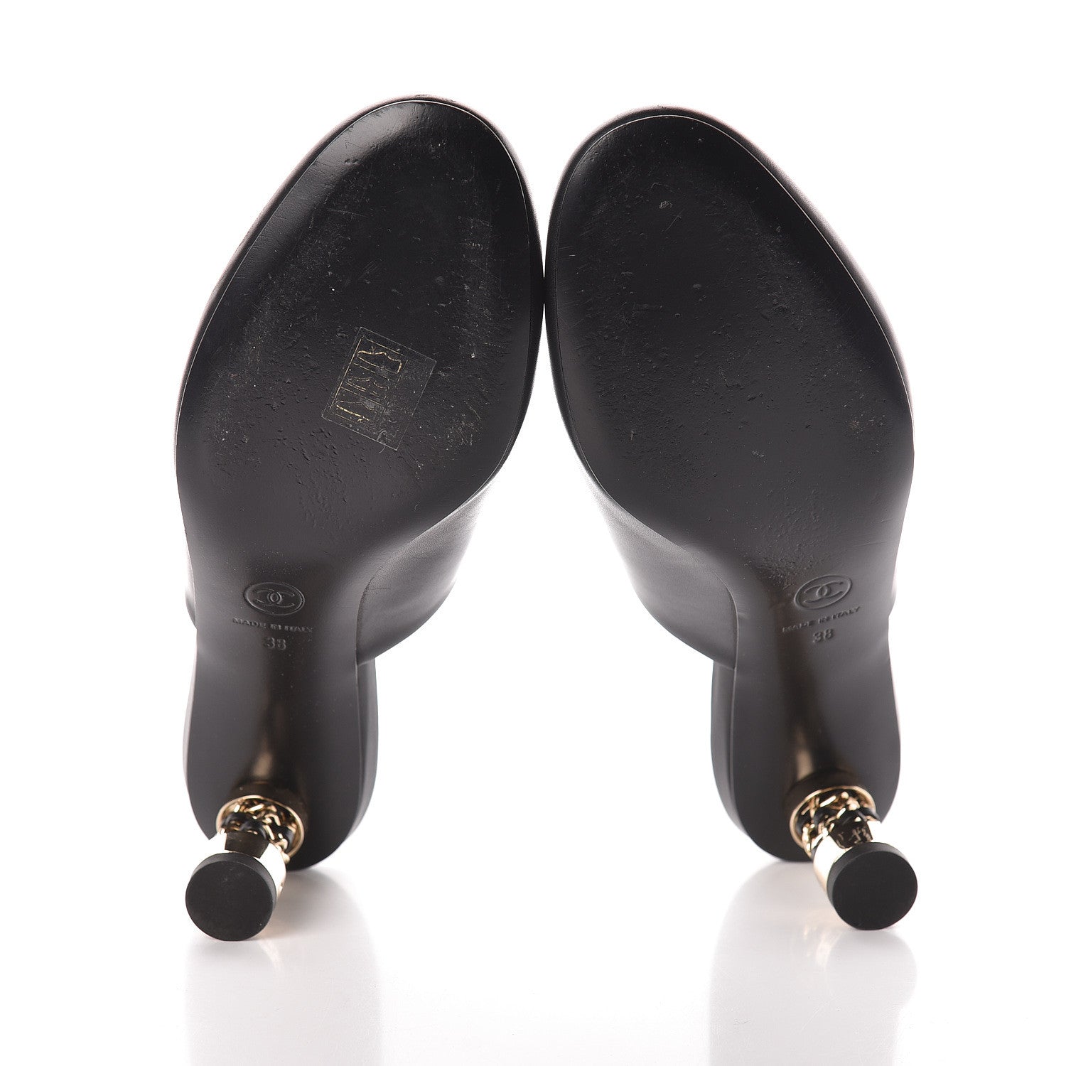 Chanel Calfskin CC Chain Mules Sandals 38 Black 7 of 8