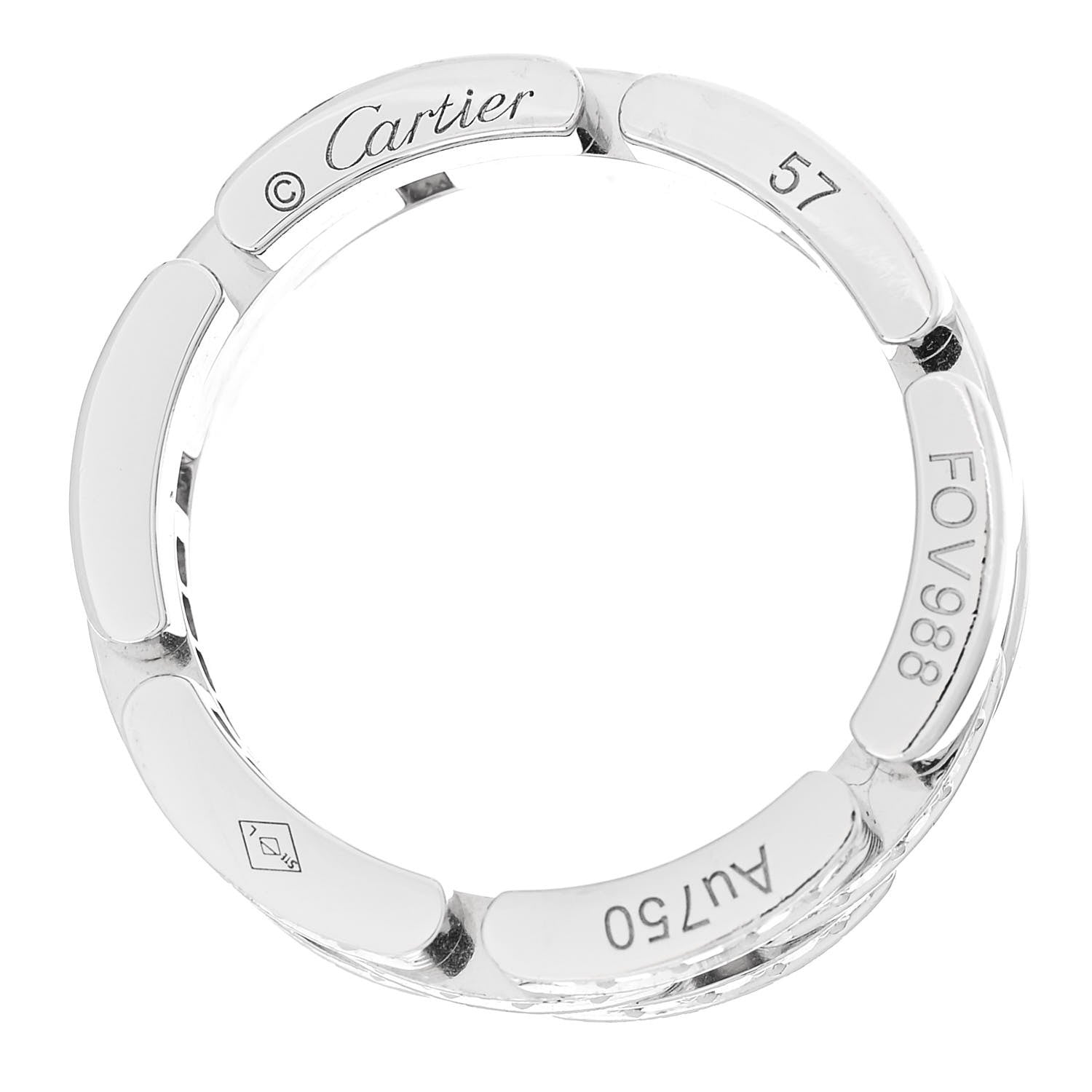 Cartier 18K White Gold Diamond Maillon Panthere 3 Half Rows Paved Ring 57 8 4 of 4