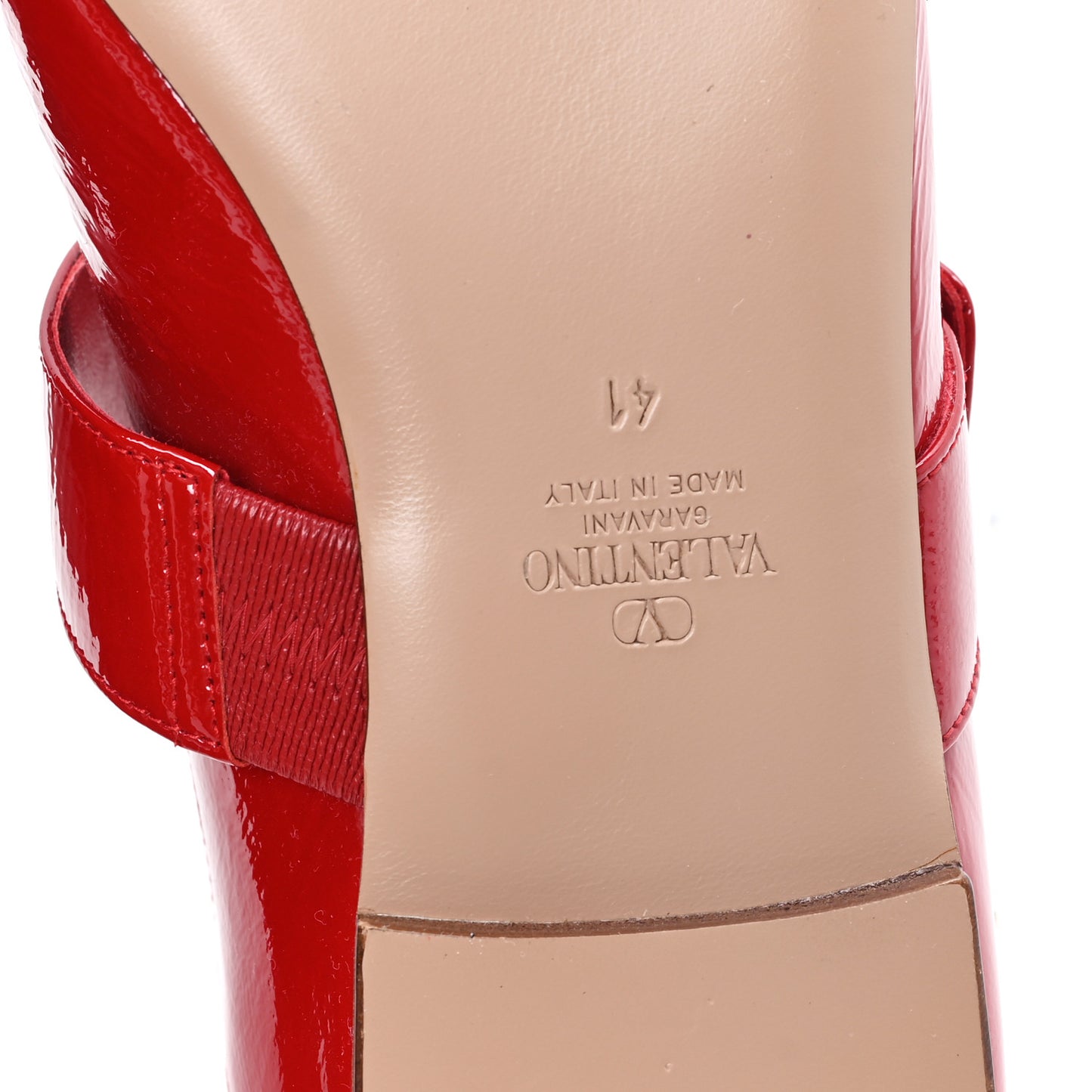 Crinkled Patent Calfskin VLogo Locker Mary Jane Ballerina Flats  41 Rosso
