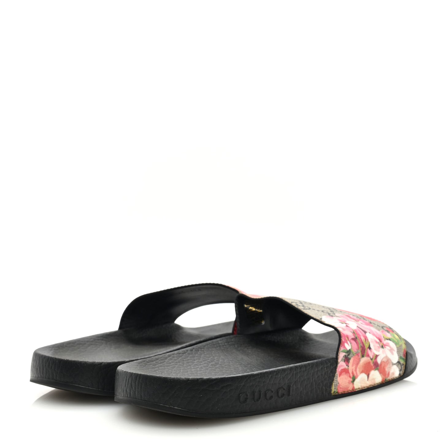 GG Supreme Monogram Blooms Slide Sandals 41 Beige Multicolor