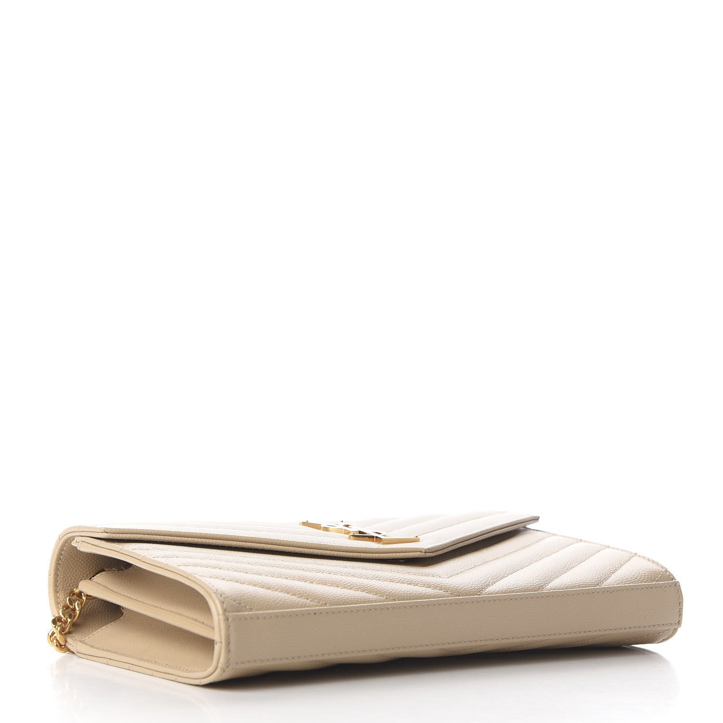 Grain De Poudre Matelasse Chevron Monogram Chain Wallet Nude Powder