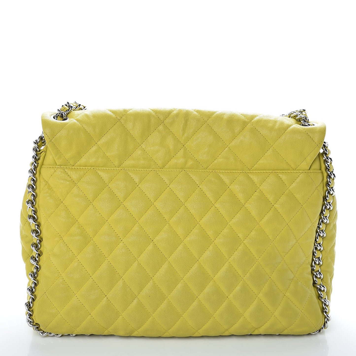 Washed Lambskin Quilted Maxi Chain Around Flap Yellow