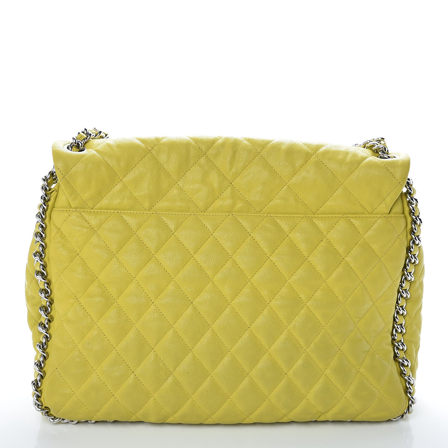 Chanel Washed Lambskin Quilted Maxi Chain Around Flap Yellow 15 of 18