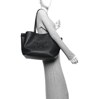 Celine Grained Calfskin Triomphe Medium Cabas Anais Black 2 of 11