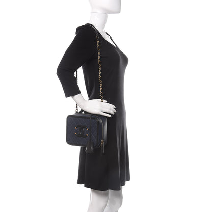 Chanel Caviar Quilted Medium CC Filigree Vanity Case Navy Black 2 of 11