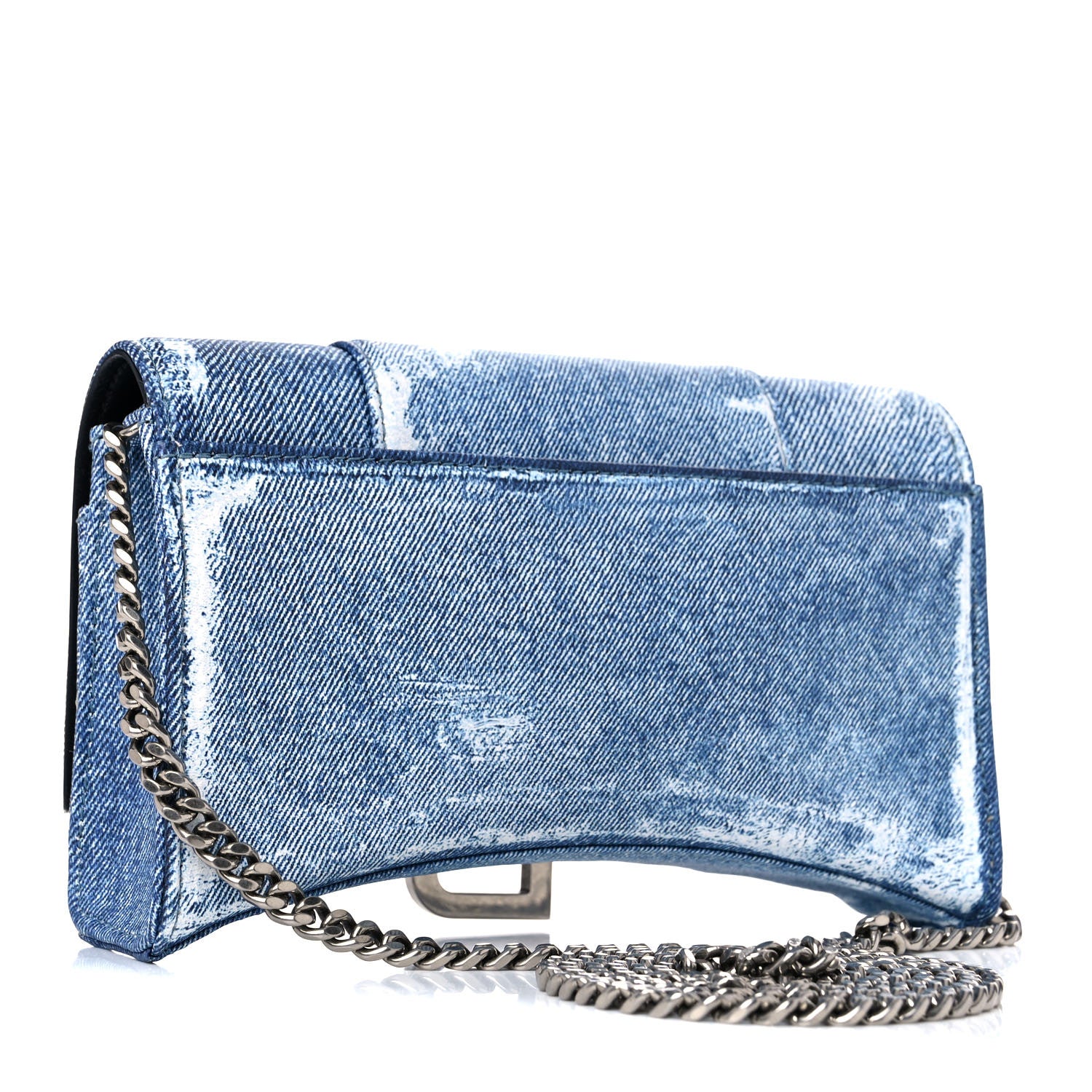 Balenciaga Nappa Denim Printed Hourglass Chain Bag Denim Blue 3 of 10