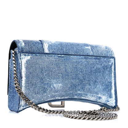 Balenciaga Nappa Denim Printed Hourglass Chain Bag Denim Blue 3 of 10
