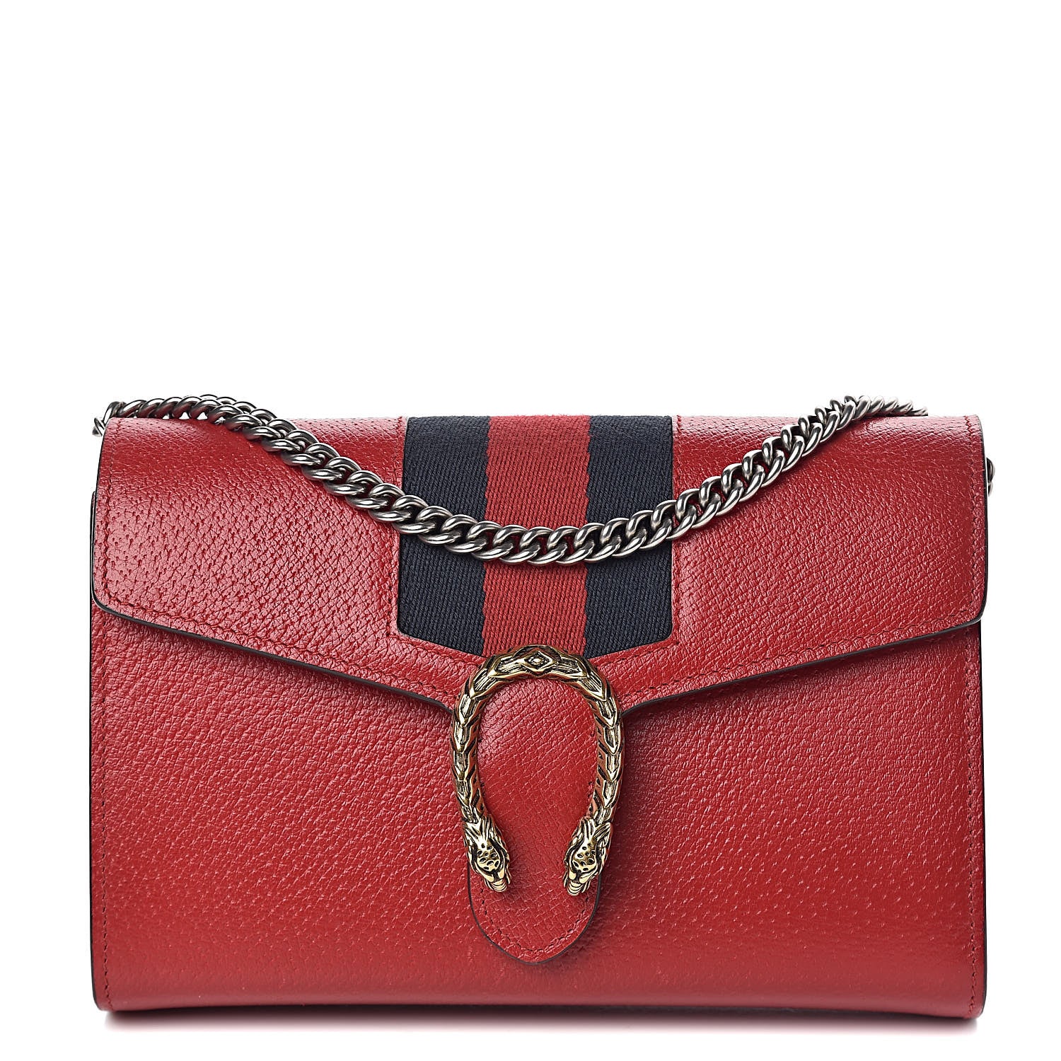 Gucci Calfskin Web Mini Dionysus Chain Wallet Hibiscus Red 1 of 15