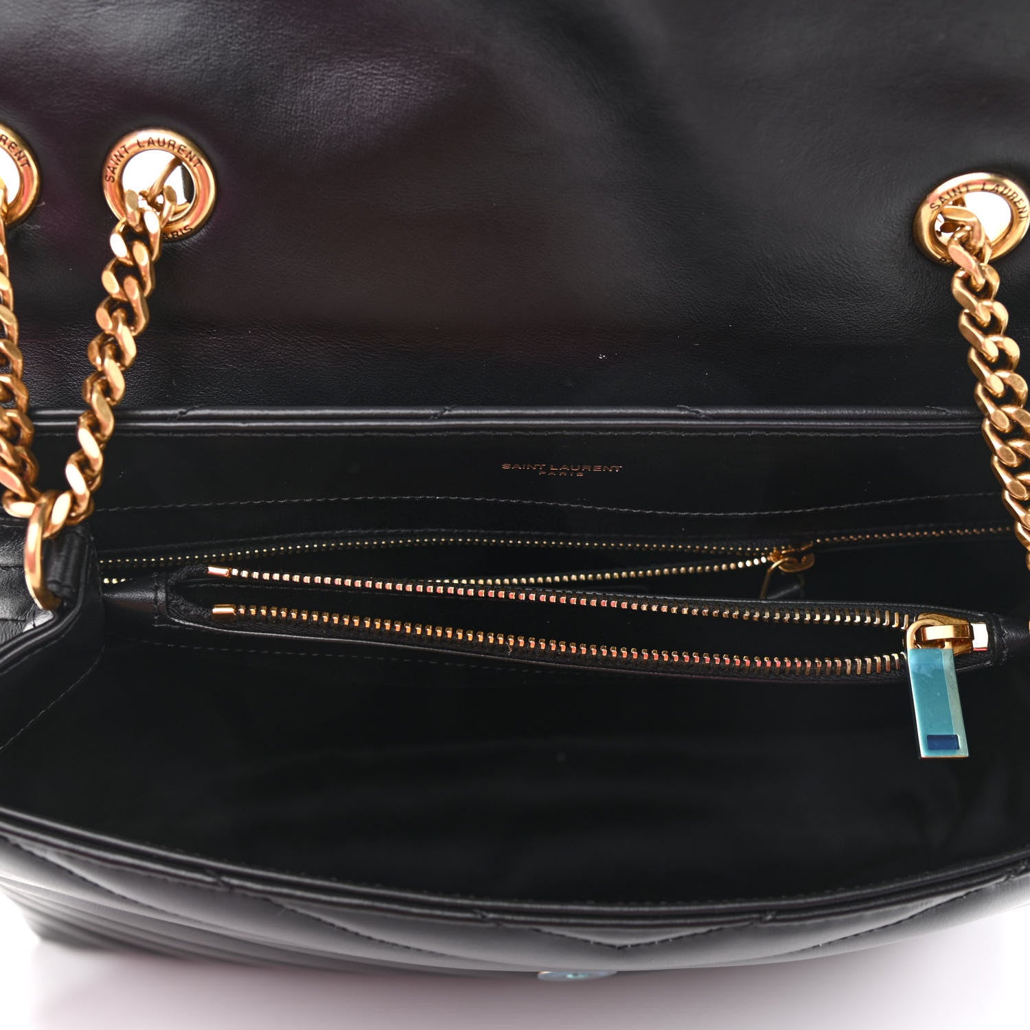 Saint Laurent Calfskin Y Quilted Monogram Medium Loulou Chain Satchel Black 5 of 10