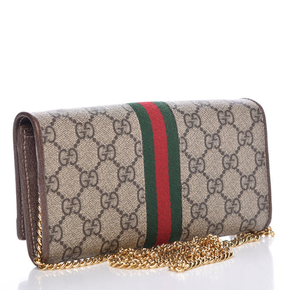 Gucci GG Supreme Monogram Web Ophidia Wallet On Chain Brown 3 of 10