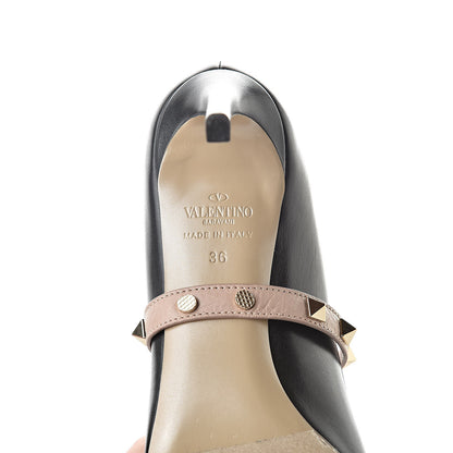 Valentino Garavani Nappa Rockstud Studwrap Strap Mid Heel Pumps 36 Black Poudre 9 of 14