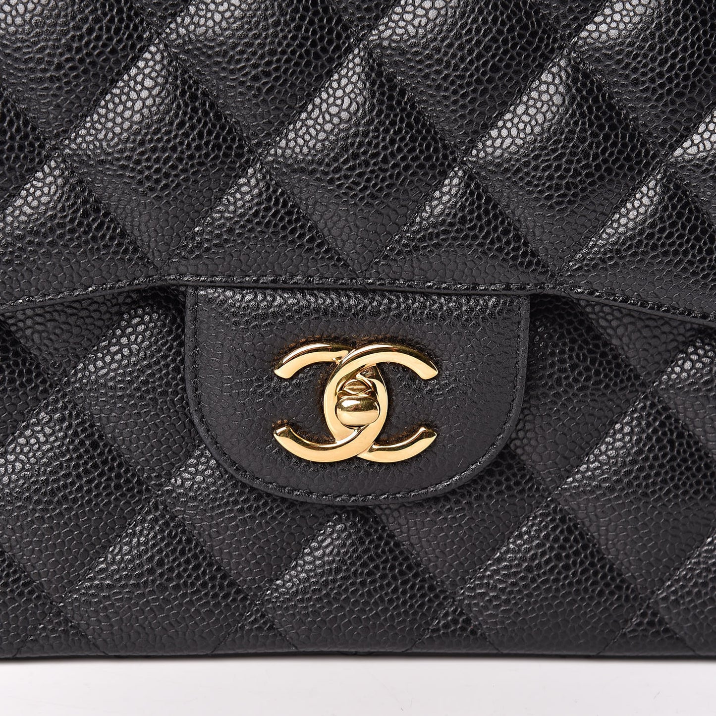 Caviar Quilted Jumbo Double Flap Black