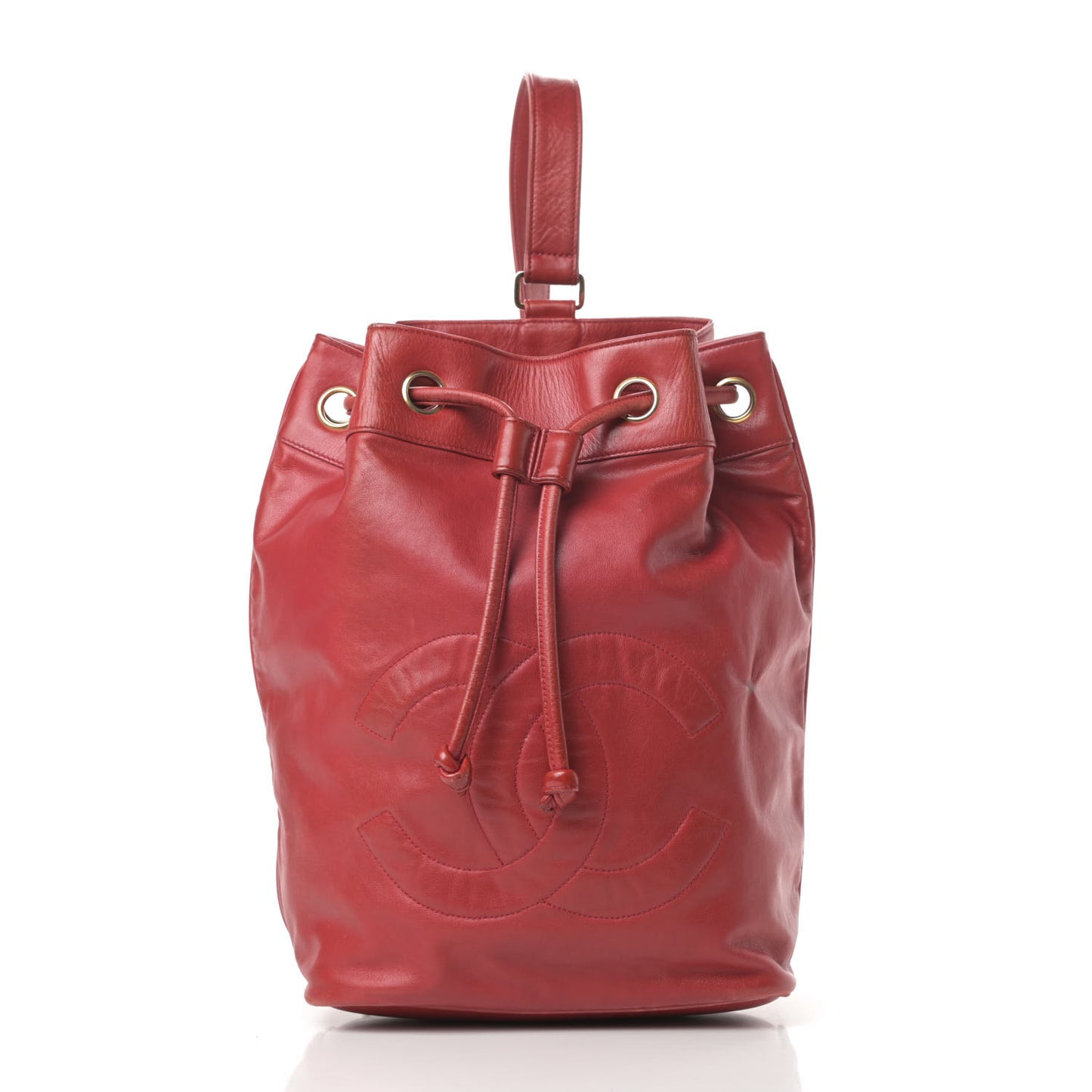 Lambskin CC Drawstring Backpack Red