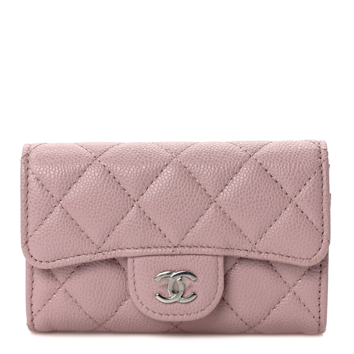 Chanel Caviar Quilted Flap Card Holder Wallet Light Pink 1 of 9