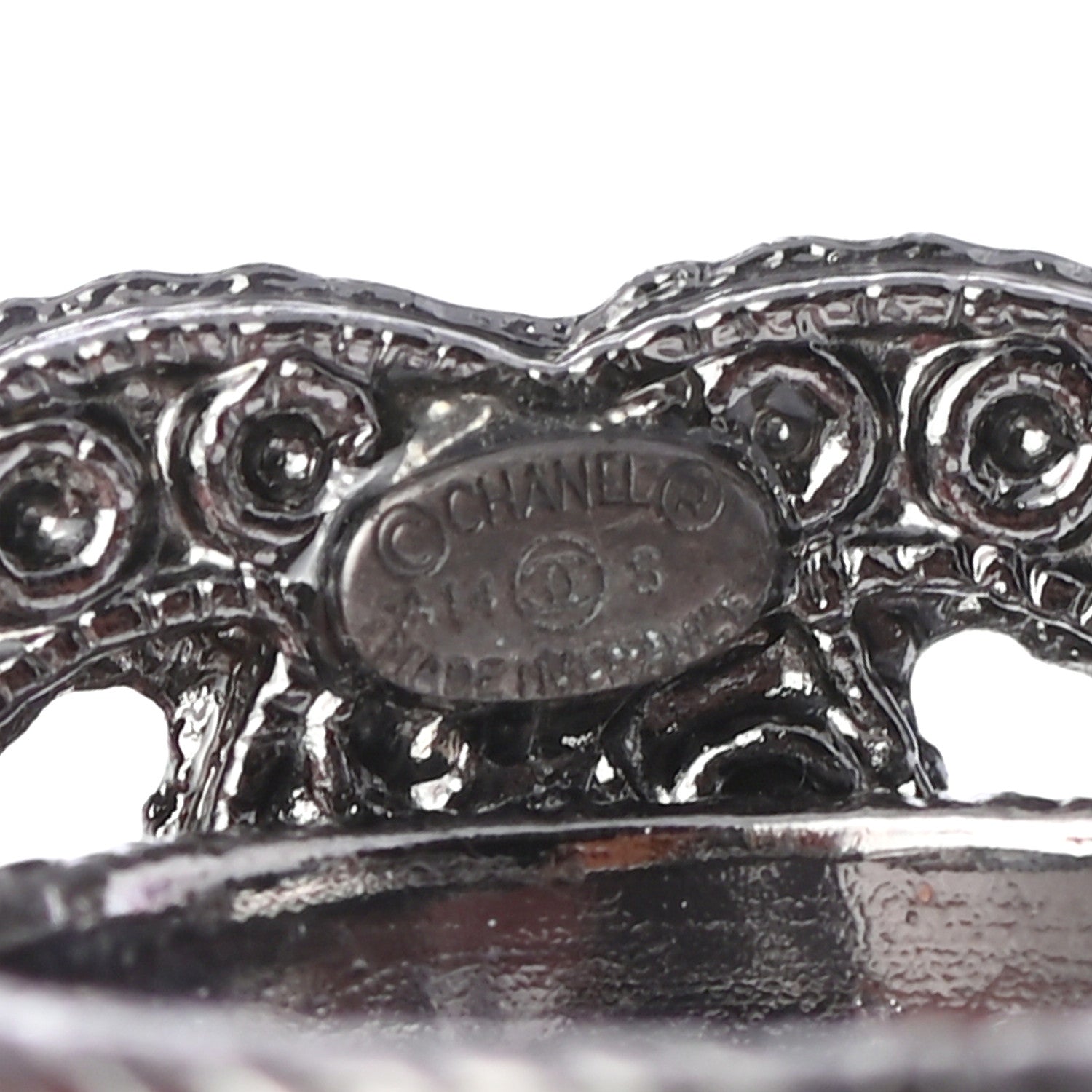 Chanel Ruthenium Pearl CC Ring 5.75 4 of 4