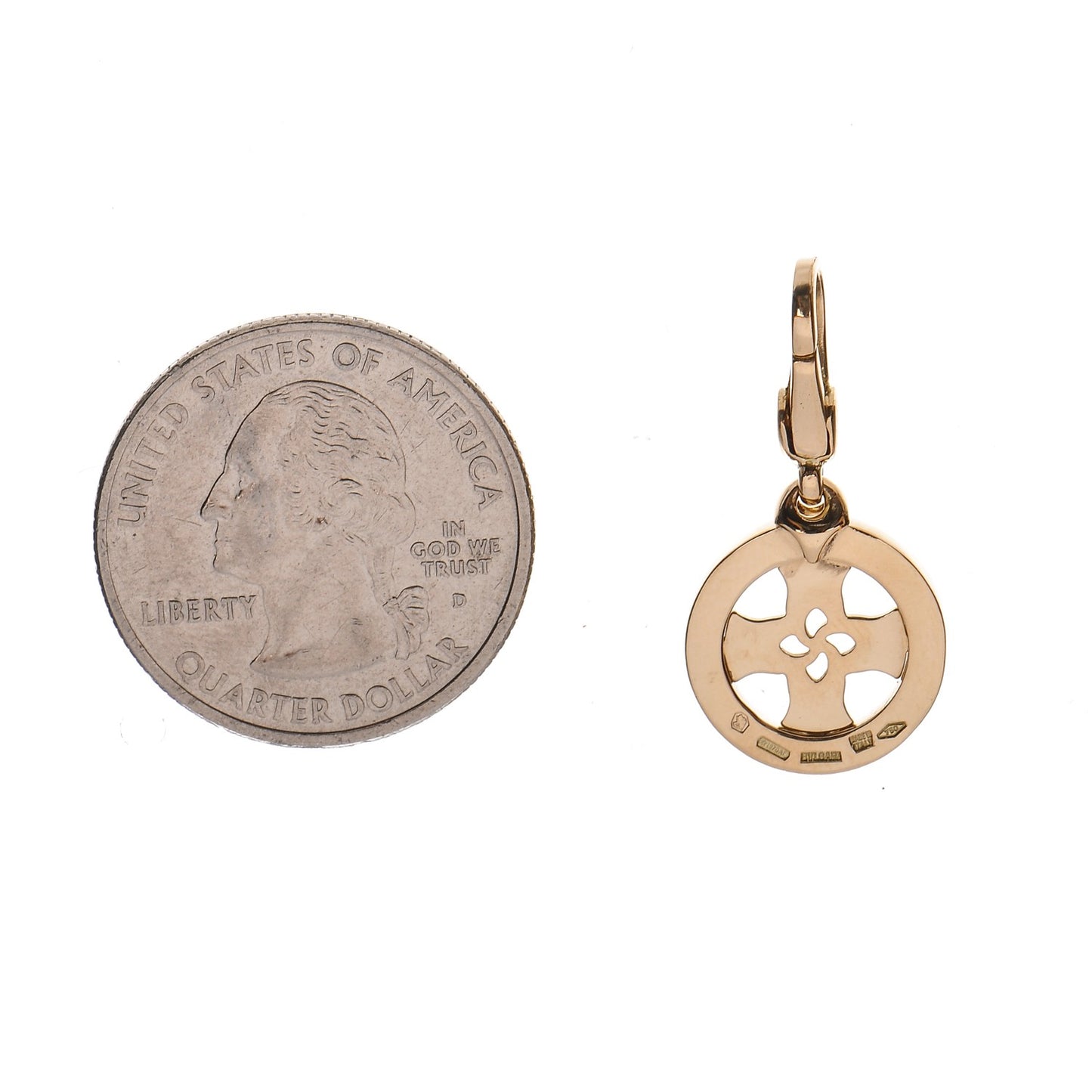 18K Yellow Gold Tondo Cross Charm Pendant
