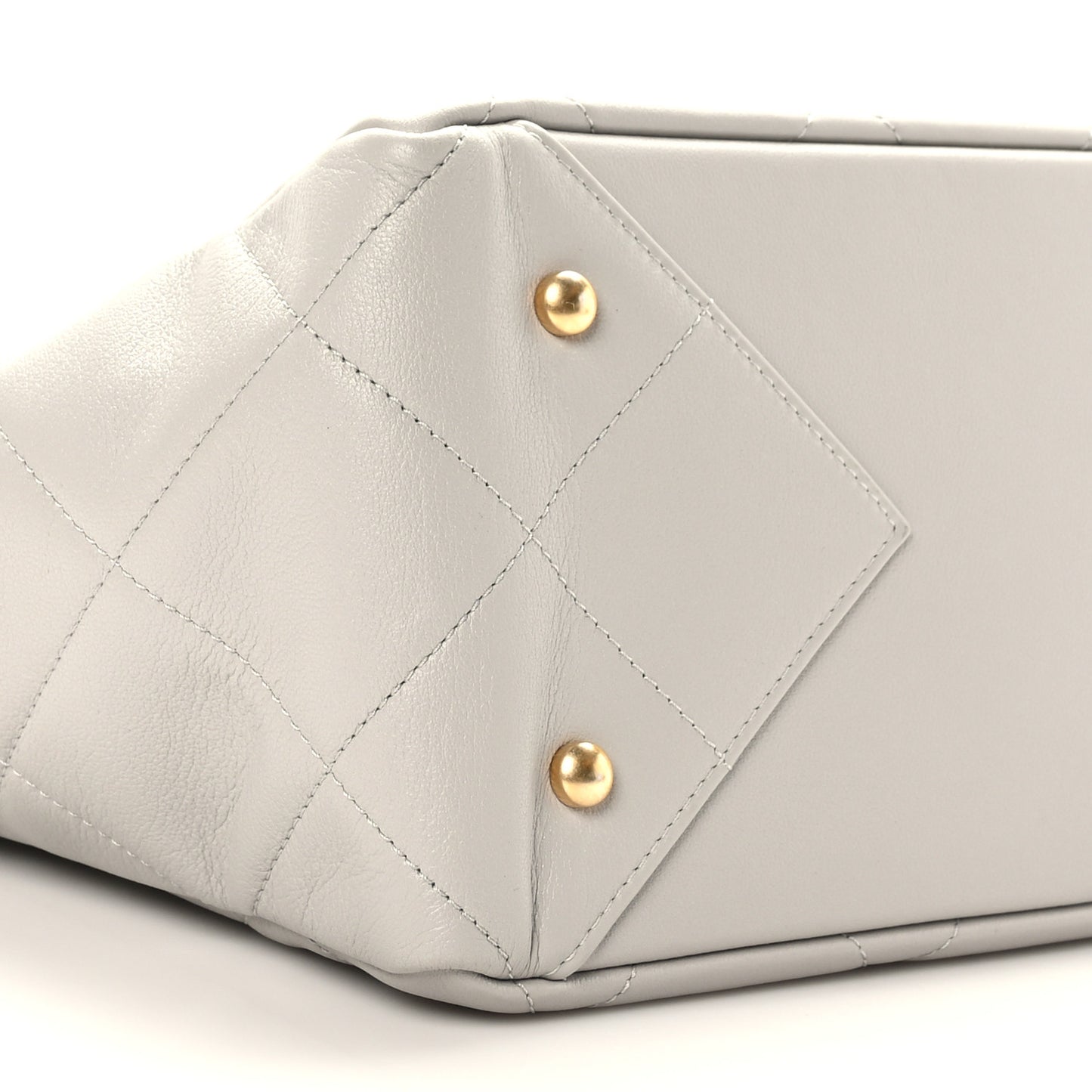 Calfskin Quilted Book Pocket Shopping Tote Grey