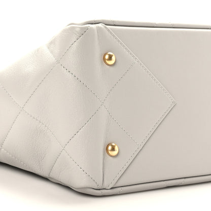 Chanel Calfskin Quilted Book Pocket Shopping Tote Grey 8 of 9