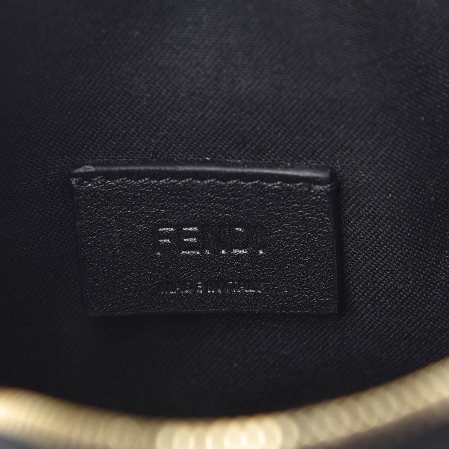 Fendi Glazed Fabric Vitello Century FF 1974 Stamp Patch Medium Cosmetic Case Mogano Panna Black 6 of 6