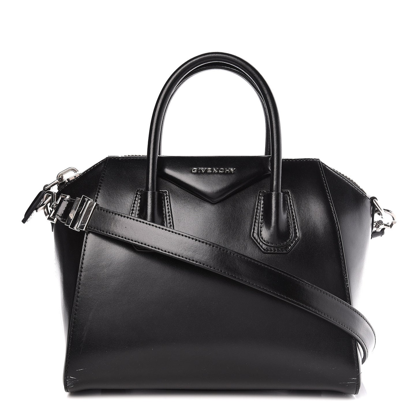 Shiny Lord Calfskin Small Antigona Black