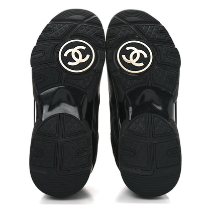 Chanel Mesh Suede Grained Calfskin Womens CC Sneakers 40 Black White 6 of 8