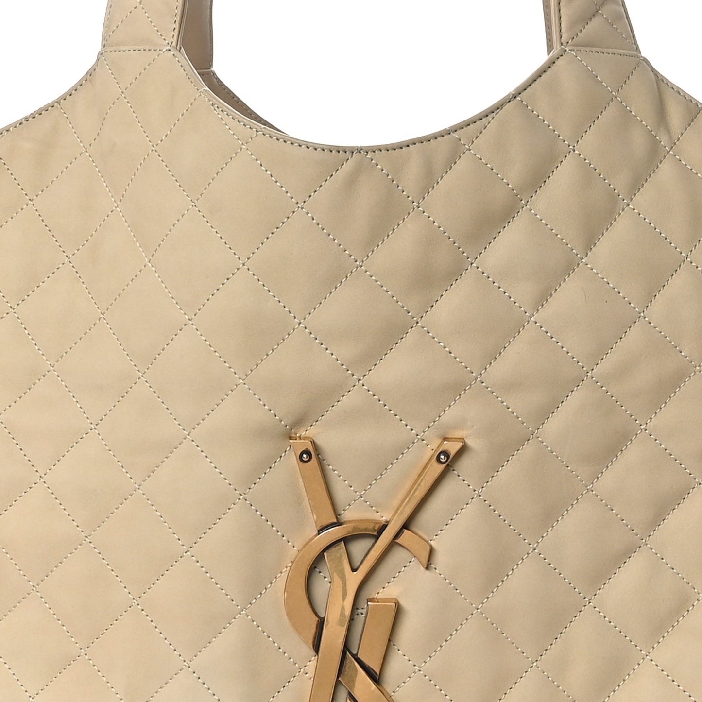 Nubuck Suede Quilted Maxi Icare Shopping Tote Beige