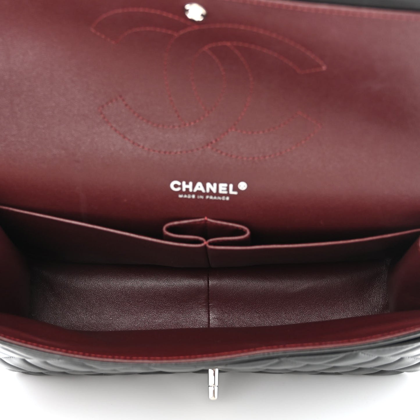 Lambskin Quilted Jumbo Double Flap Black
